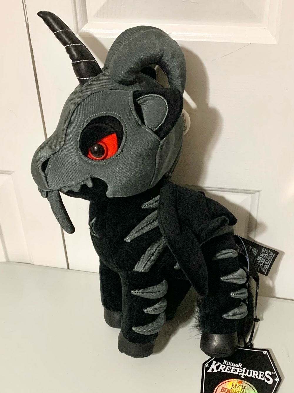 Kreeptures Demonimare Plush Goth Unicorn Pegasus Plushie Sulphur Grey NEW